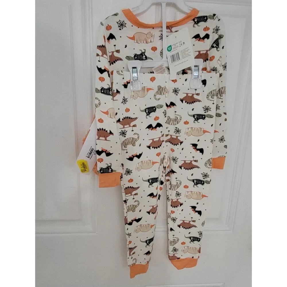 Baby Halloween Pajamas Print Set Long Sleeve Pullover Crewneck Shirts Shirts and